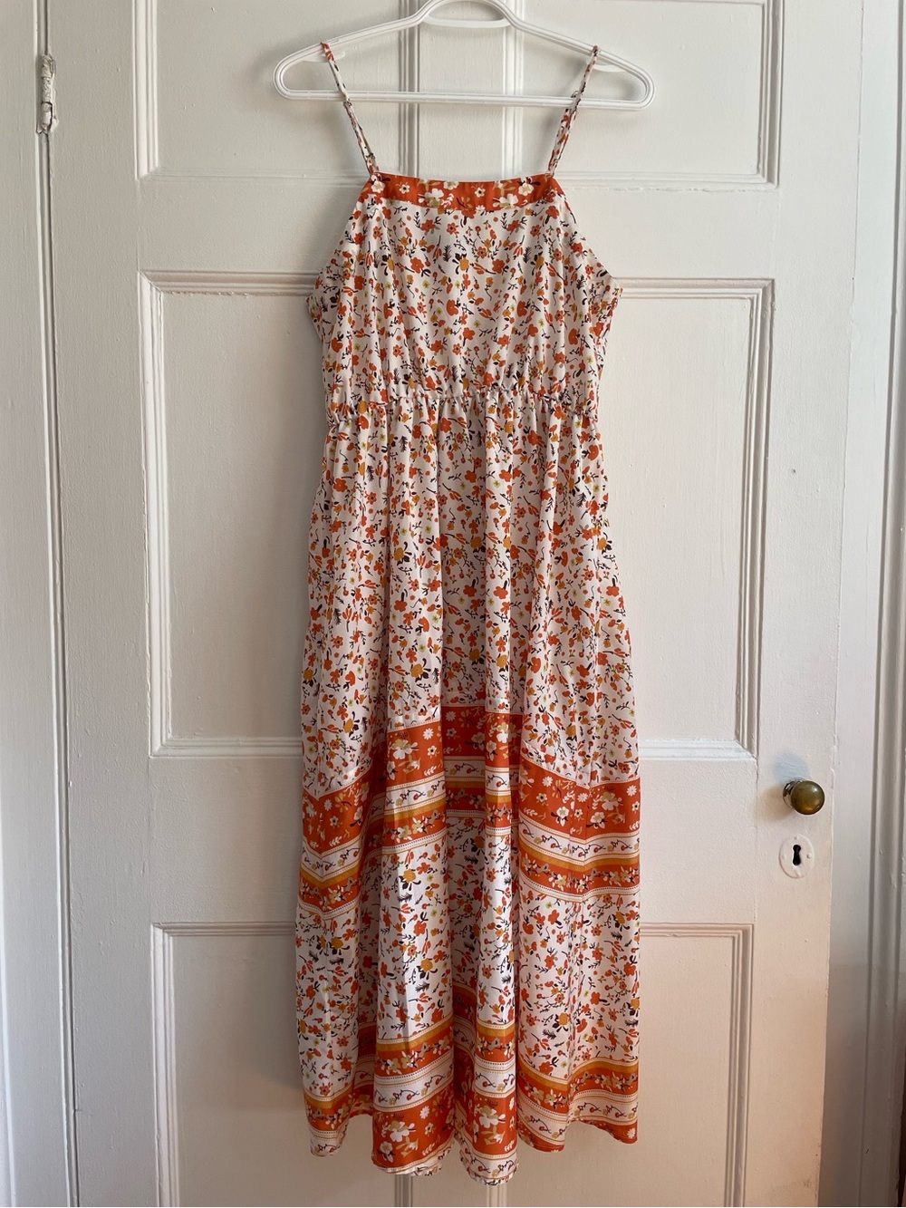 Womance | Floral Cream & Orange Empire Waist Maxi Sundress